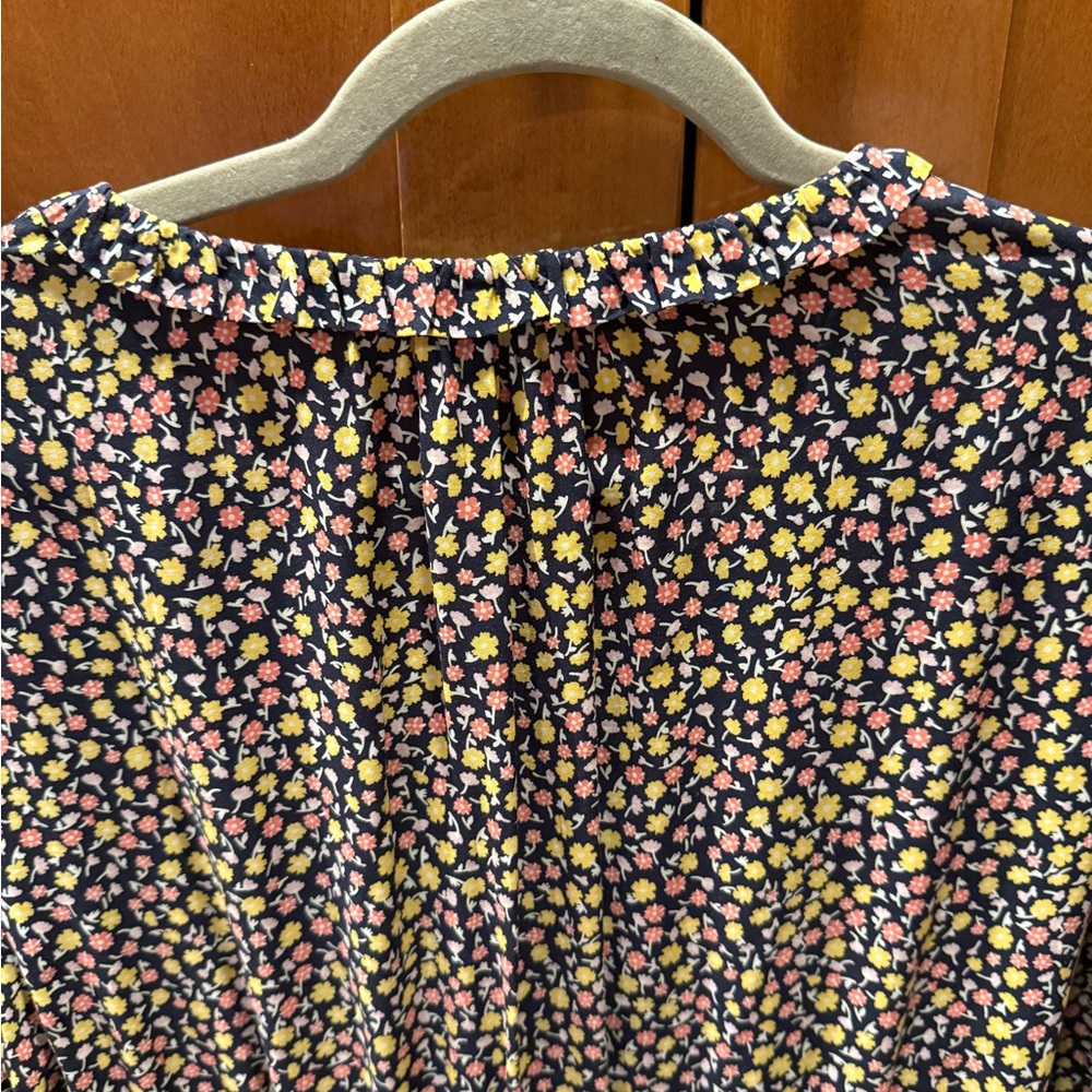 Draper James Floral Cinch Waist Midi Dress XL Ruffle Neck & Hem Cottagecore - Picture 7 of 11
